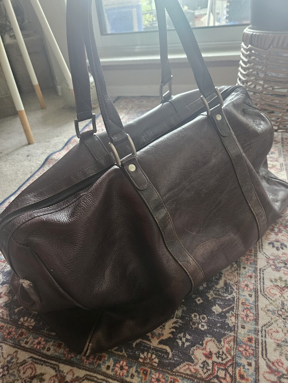 Vintage Access Burgundy Leather Duffle Bag